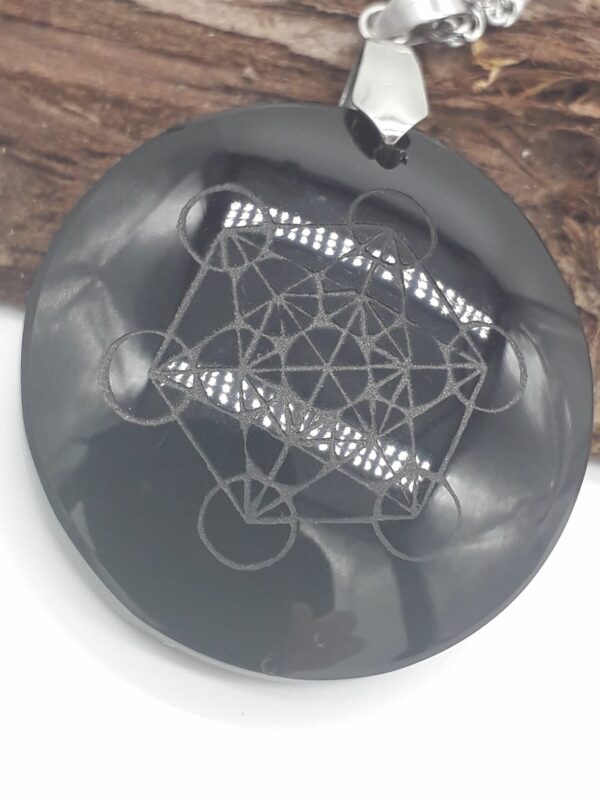 Pendentif Metatron en obsidienne noire (TIF.obs.01)