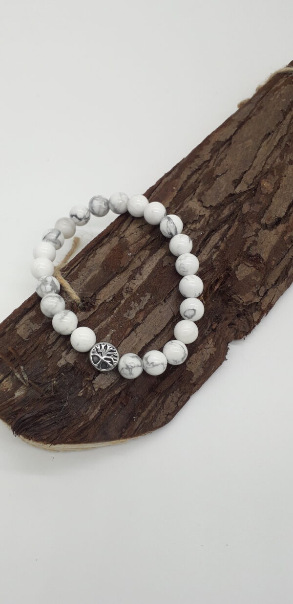 Bracelet en Howlite et arbre de vie (BRA.how1)